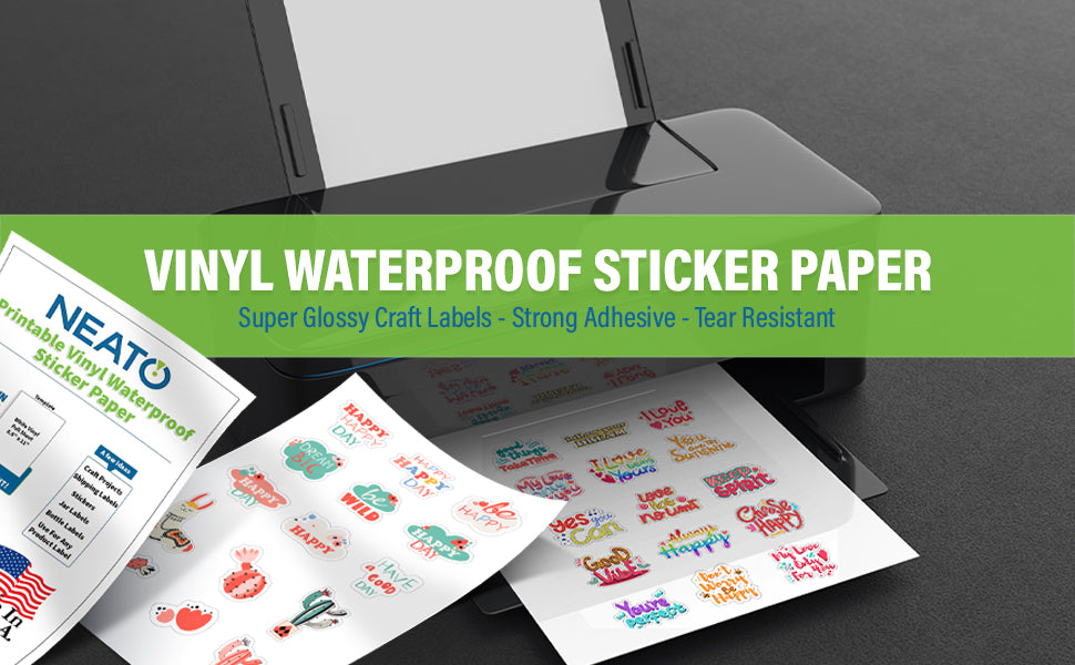 Royal Elements Glossy Printable Vinyl Sticker Paper for Inkjet Printers - 20 Waterproof Sheets (Photo-Like Print Quality)