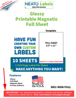 Neato Printable Magnetic Sheets - Glossy - 8 1/2" x 11"