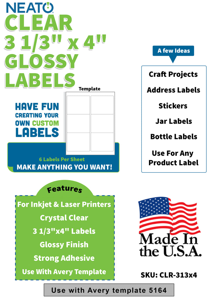 BLANK CRYSTAL CLEAR LABELS - 3 1/3